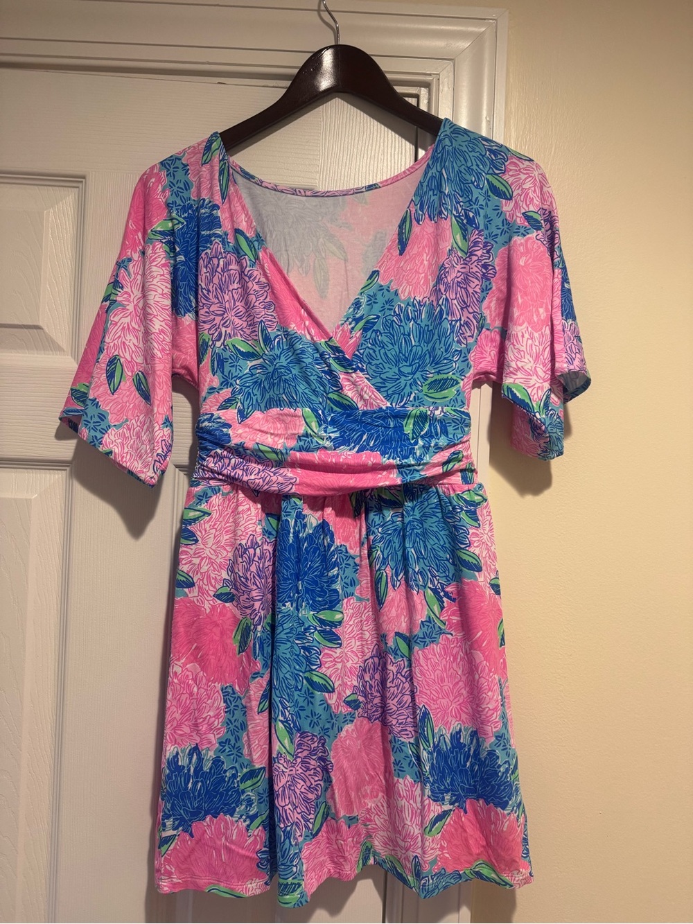 Lilly Pulitzer Pink Floral One-Piece with Blue & Purple Blooms Romper Brand New
